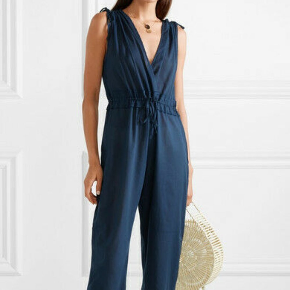 NWT Skin Blair Cotton voile Women's Jumpsuit romper summer lounge Navy blue XS S